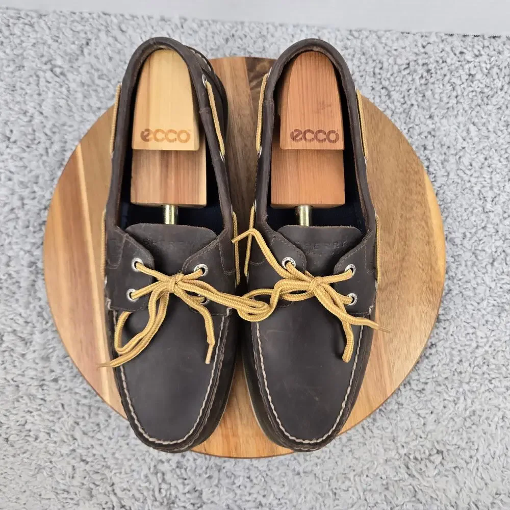 Sperry Top Sider Men 12M Authentic Original 2-Eye Brown Leather Casual Boat Shoe